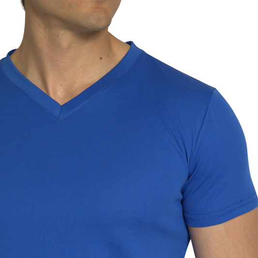 Playera Deportiva Azul Rey para Hombre Cuello V