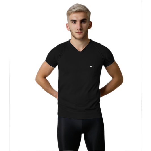 Playera Negra para Hombre Cuello V | Entrena con Estilo y Confort