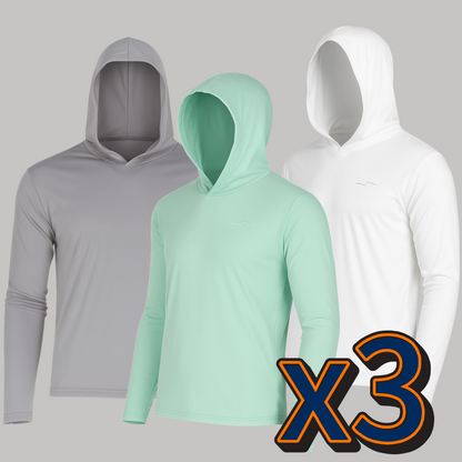 Pack 3 Playeras Manga Larga de Secado Rápido Protección Solar Playa y Pesca