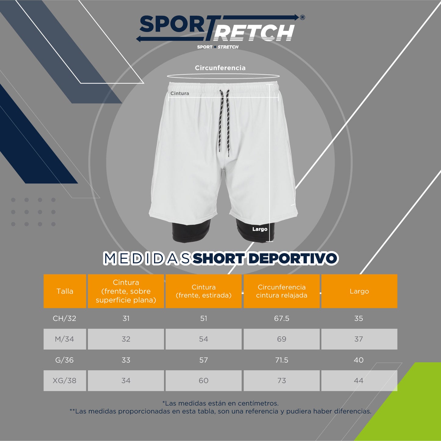 Short Deportivo Azul Marino para Hombre con Licra Interna