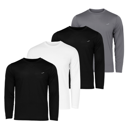 4 Playeras Deportivas Hombre Manga Larga Licra Secado Rápido