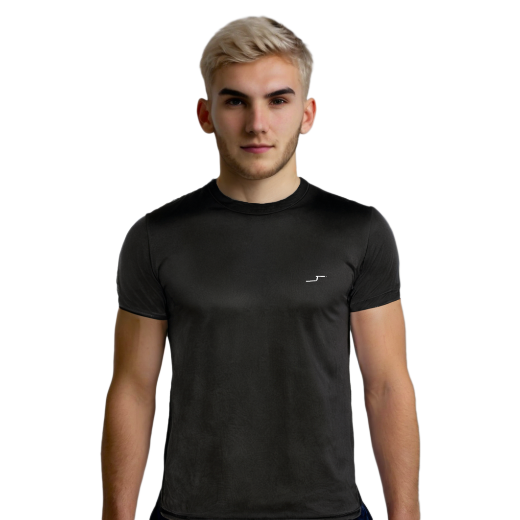 Playera Stretch Color Negro| Cuello Redondo