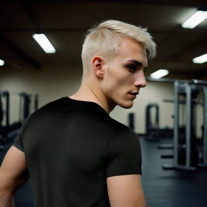 Playera Stretch Color Negro| Cuello Redondo