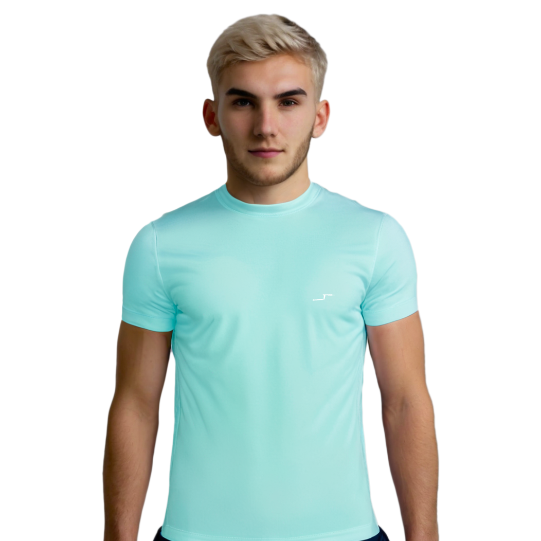 Playera Stretch Color Menta | Cuello Redondo