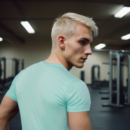 Playera Stretch Color Menta | Cuello Redondo