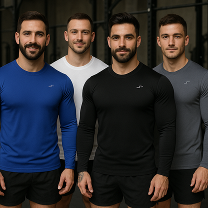 4 Playeras Deportivas Hombre Manga Larga Licra Secado Rápido