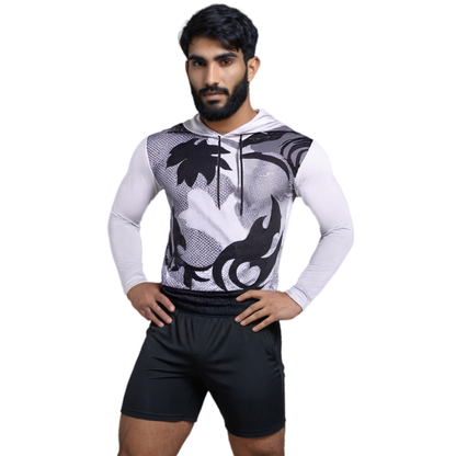 Playera Blanca Con Capucha Para Hombre | Manga Larga