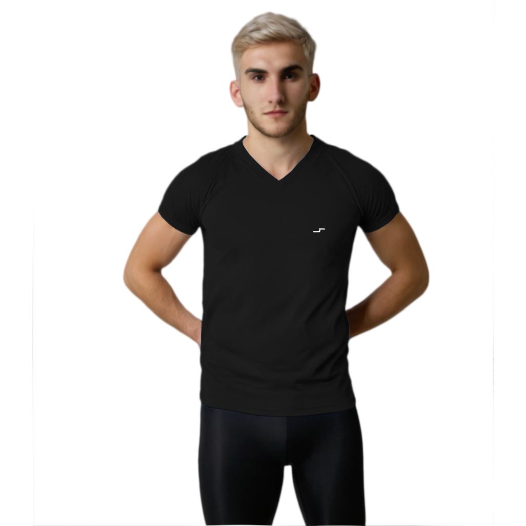 Playera Negra para Hombre Cuello V | Entrena con Estilo y Confort