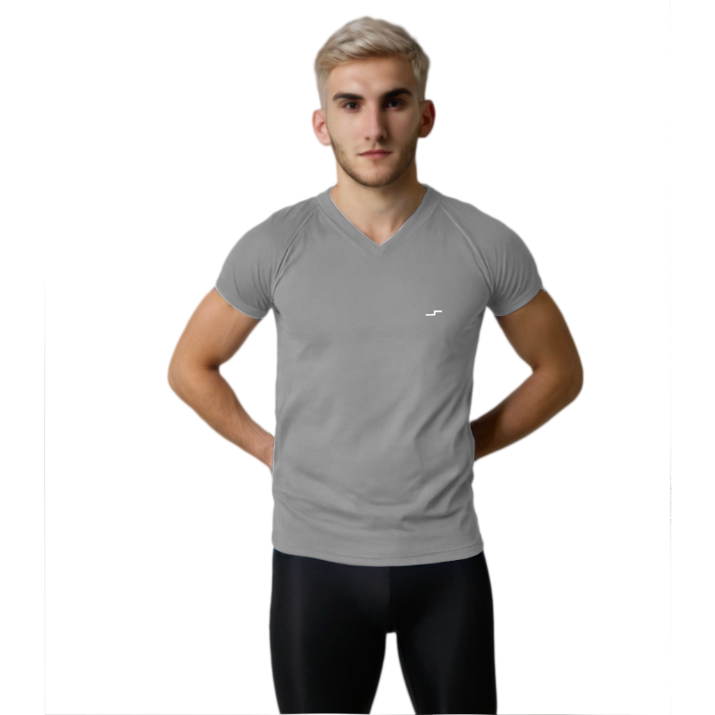 Playera Gris para Hombre Cuello V | Secado Rápido y Máxima Comodidad